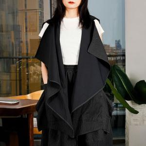 Minimalist Chic Sleeveless Hooded Wasterfall Cardigan
