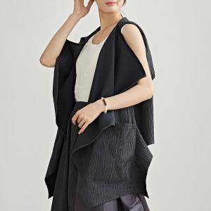 Minimalist Chic Sleeveless Hooded Wasterfall Cardigan