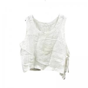 Side Tied Linen Oversized White Vest