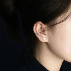 Minimalist Silver Freshwater Pearl S925 Stud Earrings