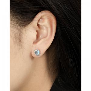 Silver and Synthetic Moonstone Elegant Ear Stud