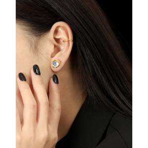 Silver and Synthetic Moonstone Elegant Ear Stud