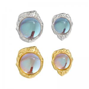 Silver and Synthetic Moonstone Elegant Ear Stud