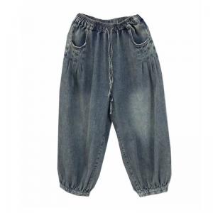 Soft Denim Stone Wash Barrel Jeans for Women