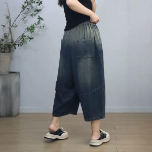 Color Fading Plus Size Low Crotch Ankle Jeans