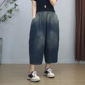 Color Fading Plus Size Low Crotch Ankle Jeans