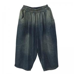 Color Fading Plus Size Low Crotch Ankle Jeans