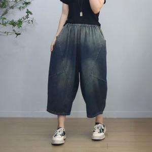 Color Fading Plus Size Low Crotch Ankle Jeans
