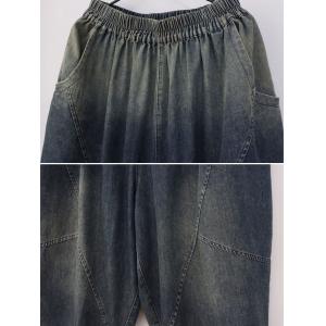 Color Fading Plus Size Low Crotch Ankle Jeans