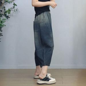 Color Fading Plus Size Low Crotch Ankle Jeans