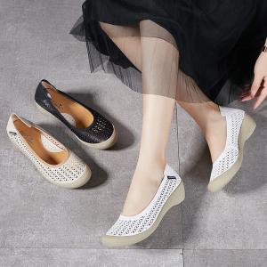 Low Chunky Heels Hollow Out Breathable Mom Shoes