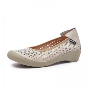 Low Chunky Heels Hollow Out Breathable Mom Shoes