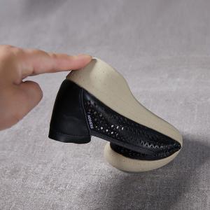 Low Chunky Heels Hollow Out Breathable Mom Shoes