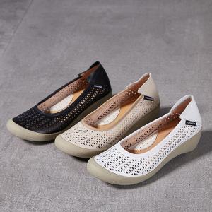 Low Chunky Heels Hollow Out Breathable Mom Shoes