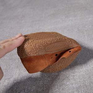 Leisure Chic Breathable Holes Leather Mom Flats
