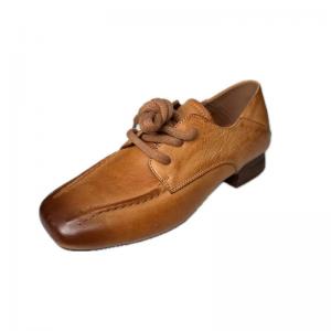 Square Toe Calf Leather Tied Preppy Loafers