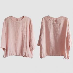 Baby Pink Linen Oversized T-shirt Blouse