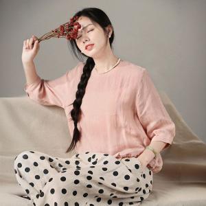 Baby Pink Linen Oversized T-shirt Blouse
