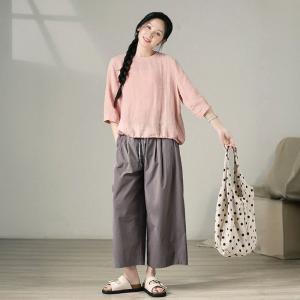 Baby Pink Linen Oversized T-shirt Blouse
