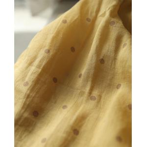 Yellow Polka Dot Ramie Mandarin Collar Tunic