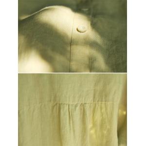 Yellowish Green Long Sleeves Linen Shirt for Women