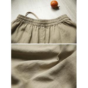 Drawstring Waist Maxi Linen Slit Skirt