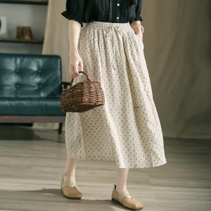 Drawstring Waist Maxi Linen Slit Skirt