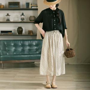 Drawstring Waist Maxi Linen Slit Skirt