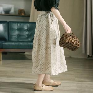 Drawstring Waist Maxi Linen Slit Skirt