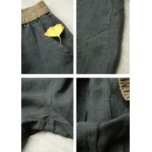 Contrast Colors Linen  Summer Wide Leg Pants