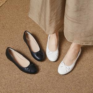 Bowknot Sheep Skin Comfy Working Ballet Flats