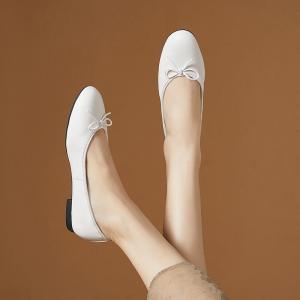 Bowknot Sheep Skin Comfy Working Ballet Flats