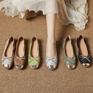 Glittering Toe Leather Elegant Ballet Flats