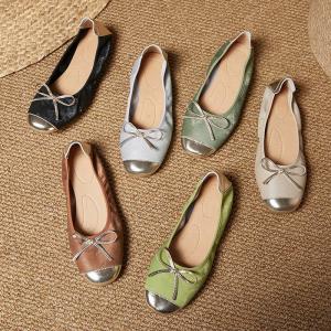 Glittering Toe Leather Elegant Ballet Flats