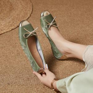 Glittering Toe Leather Elegant Ballet Flats