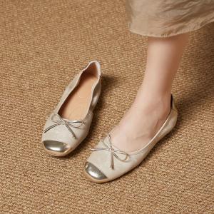 Glittering Toe Leather Elegant Ballet Flats
