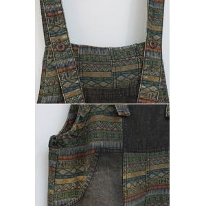 Colorful Totem Prints Pockets Midi Overalls