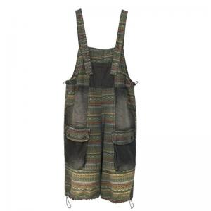 Colorful Totem Prints Pockets Midi Overalls