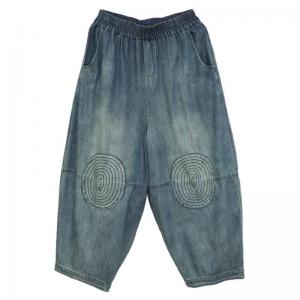 Embroidered Patchwork Baggy Carrot Jeans