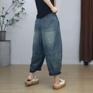 Embroidered Patchwork Baggy Carrot Jeans