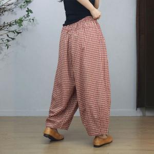 Little Plaids Cotton Linen Loose Pants