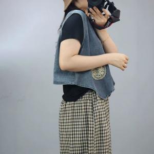 Lace Crochet Pocket Short Jean Jacket