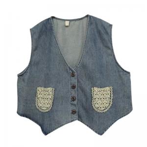 Lace Crochet Pocket Short Jean Jacket
