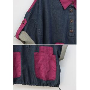 Polo Neck Jean Shirt with Wide Leg Drawstring Shorts