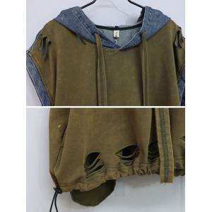 90s Fashion Hooded Blouse with Ripped Jorts