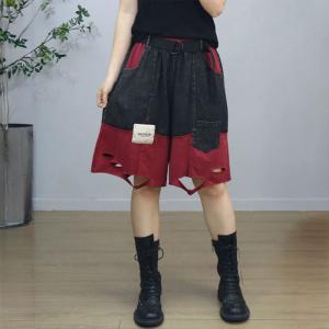90s Fashion Hooded Blouse with Ripped Jorts