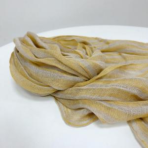 Yellow Striped Fringed Linen Scarf
