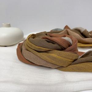 Multi-Colored Tassel Cotton Linen Striped Scarf