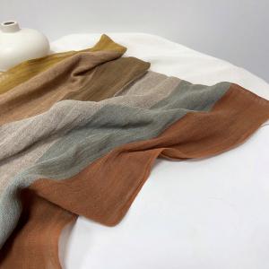 Multi-Colored Tassel Cotton Linen Striped Scarf