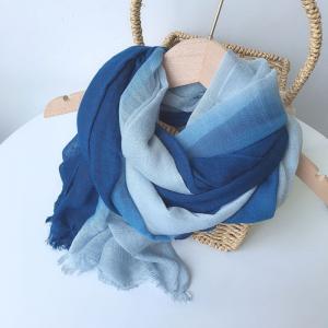 Blue Contrast Resist Dyeing Beach Scarf Shawl